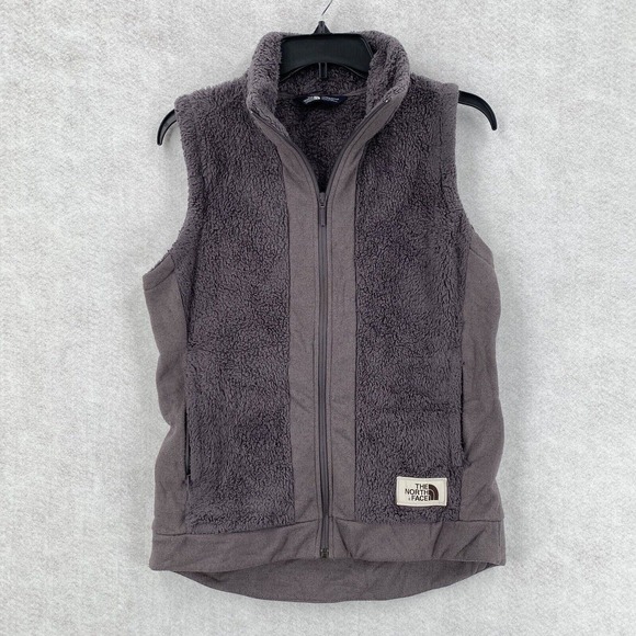 THE‎ NORTH FACE Vest Womens SMALL Fuzzy Fur Osito Fleece Stretchy Lavender Zip - Picture 1 of 13